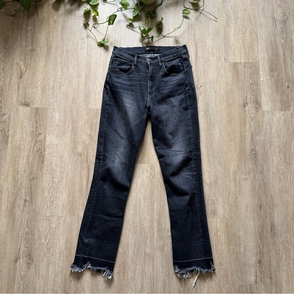 3X1 Size 26 Shelter Straight Crop Jeans In Black High Rise Raw Chewed Hem - Picture 2 of 7